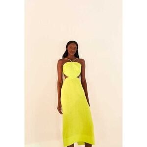 Farm Rio Lime Green Monstera Midi Dress